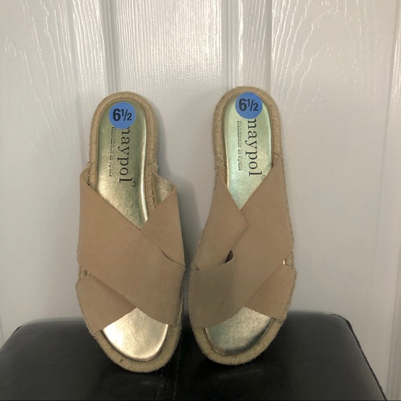 Maypol by anthropologie, beige suede espadrille sandal 6.5  37 Brand New - Picture 2 of 5